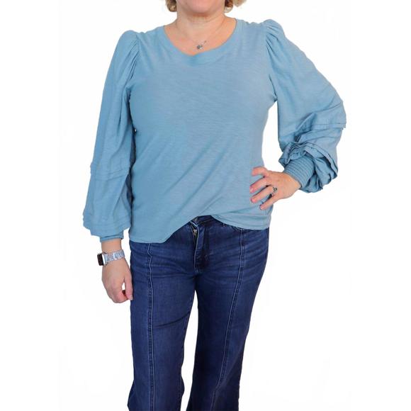 NEW NATION LTD caitlyn balloon sleeve tee in cornflower - Picture 1 of 4